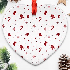 Christmas Xmas Holiday Pattern Background Ornament (heart)