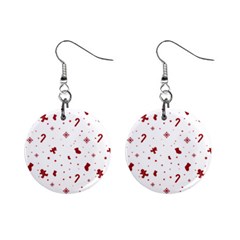 Christmas Xmas Holiday Pattern Background Mini Button Earrings by Paksenen