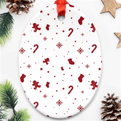 Christmas Xmas Holiday Pattern Background Oval Ornament (two Sides)