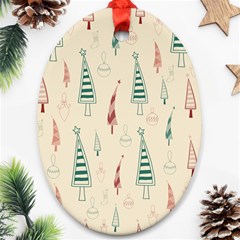 Trees Christmas Holiday Pattern Ornament (oval)