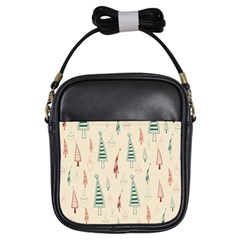 Trees Christmas Holiday Pattern Girls Sling Bag by Paksenen