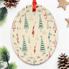 Trees Christmas Holiday Pattern Ornament (oval Filigree)