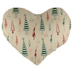 Trees Christmas Holiday Pattern Large 19  Premium Heart Shape Cushions by Paksenen