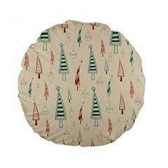 Trees Christmas Holiday Pattern Standard 15  Premium Flano Round Cushions by Paksenen