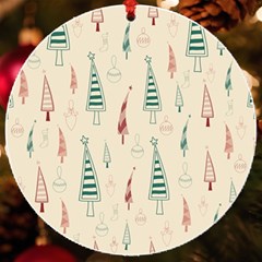 Trees Christmas Holiday Pattern Uv Print Acrylic Ornament Round by Paksenen