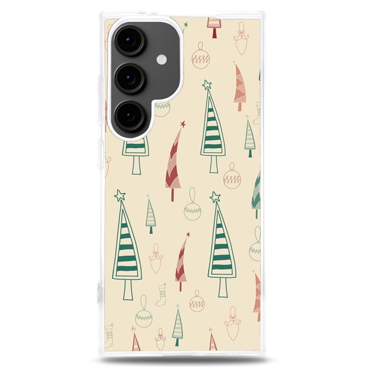 Trees Christmas Holiday Pattern Samsung Galaxy S24 Plus 6.7 Inch TPU UV Case