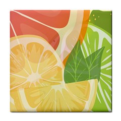 Citrus Fruit Healthy Vitamin Tile Coaster by Paksenen