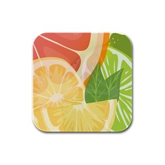 Citrus Fruit Healthy Vitamin Rubber Square Coaster (4 Pack) by Paksenen