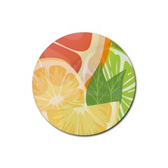 Citrus Fruit Healthy Vitamin Rubber Round Coaster (4 Pack) by Paksenen