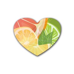 Citrus Fruit Healthy Vitamin Rubber Heart Coaster (4 Pack) by Paksenen