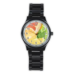 Citrus Fruit Healthy Vitamin Stainless Steel Round Watch by Paksenen