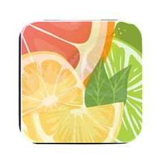 Citrus Fruit Healthy Vitamin Square Metal Box (black) by Paksenen