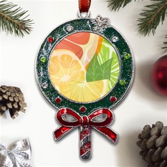 Citrus Fruit Healthy Vitamin Metal X mas Lollipop With Crystal Ornament by Paksenen