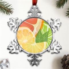 Citrus Fruit Healthy Vitamin Metal Small Snowflake Ornament by Paksenen