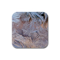 Window Pattern Winter Frost Rubber Square Coaster (4 Pack) by Paksenen