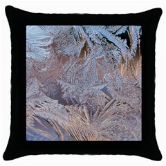 Window Pattern Winter Frost Throw Pillow Case (black) by Paksenen