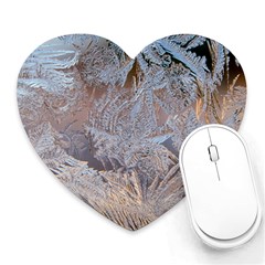 Window Pattern Winter Frost Heart Mousepad by Paksenen