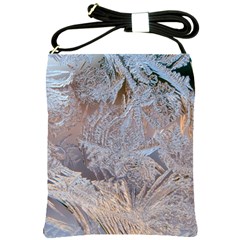 Window Pattern Winter Frost Shoulder Sling Bag by Paksenen