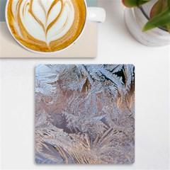 Window Pattern Winter Frost Uv Print Square Tile Coaster  by Paksenen