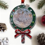 Window Pattern Winter Frost Metal X Mas Lollipop with Crystal Ornament Front