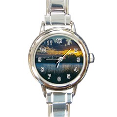 Peaceful Horizons Of Uruguay  Round Italian Charm Watch by dflcprintsclothing