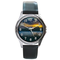 Peaceful Horizons Of Uruguay  Round Metal Watch