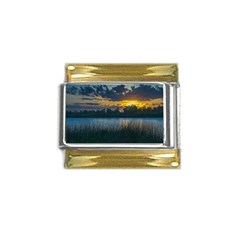 Peaceful Horizons Of Uruguay  Gold Trim Italian Charm (9mm) by dflcprintsclothing