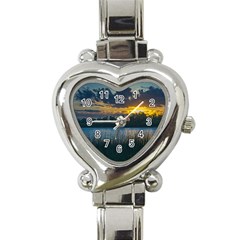 Peaceful Horizons Of Uruguay  Heart Italian Charm Watch