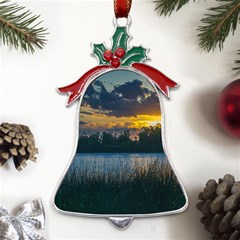 Peaceful Horizons Of Uruguay  Metal Holly Leaf Bell Ornament