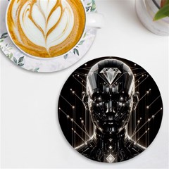 Robotics Robot Technology Future Uv Print Round Tile Coaster by Maspions