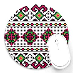 Ukrainian Folk Seamless Pattern Ethnic Ornament Border Element Traditional Round Mousepad by Grandong