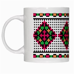 Ukrainian Folk Seamless Pattern Ethnic Ornament Border Element Traditional White Mug