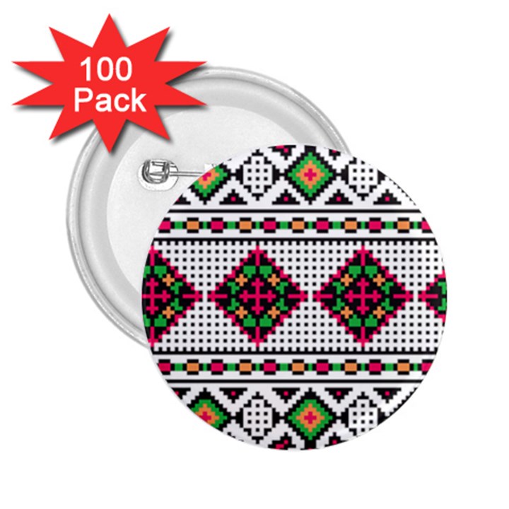 Ukrainian Folk Seamless Pattern Ethnic Ornament Border Element Traditional 2.25  Buttons (100 pack) 