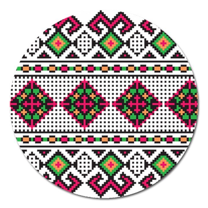 Ukrainian Folk Seamless Pattern Ethnic Ornament Border Element Traditional Magnet 5  (Round)