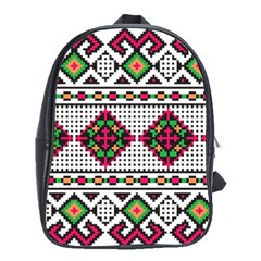 Ukrainian Folk Seamless Pattern Ethnic Ornament Border Element Traditional School Bag (large)