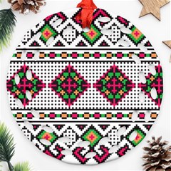 Ukrainian Folk Seamless Pattern Ethnic Ornament Border Element Traditional Round Filigree Ornament (two Sides)