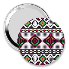 Ukrainian Folk Seamless Pattern Ethnic Ornament Border Element Traditional 3  Handbag Mirrors