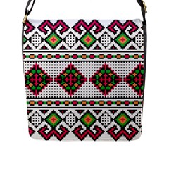 Ukrainian Folk Seamless Pattern Ethnic Ornament Border Element Traditional Flap Closure Messenger Bag (l) by Grandong