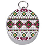 Ukrainian Folk Seamless Pattern Ethnic Ornament Border Element Traditional Silver Compasses Front