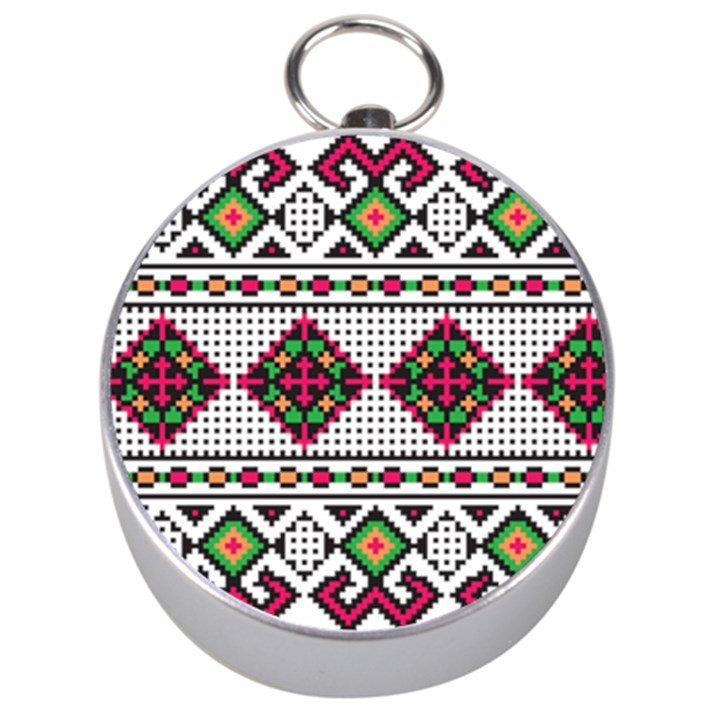 Ukrainian Folk Seamless Pattern Ethnic Ornament Border Element Traditional Silver Compasses