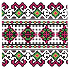 Ukrainian Folk Seamless Pattern Ethnic Ornament Border Element Traditional Wooden Puzzle Square