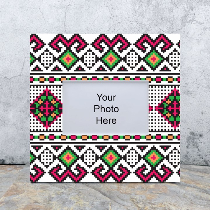 Ukrainian Folk Seamless Pattern Ethnic Ornament Border Element Traditional White Box Photo Frame 4  x 6 