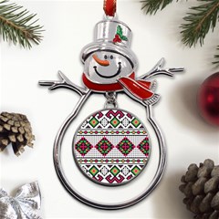 Ukrainian Folk Seamless Pattern Ethnic Ornament Border Element Traditional Metal Snowman Ornament