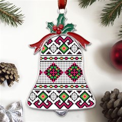 Ukrainian Folk Seamless Pattern Ethnic Ornament Border Element Traditional Metal Holly Leaf Bell Ornament