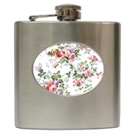 Floral Elements Peony Chinese Rose Hip Flask (6 oz) Front