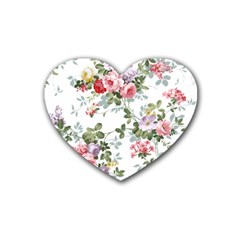 Floral Elements Peony Chinese Rose Rubber Heart Coaster (4 Pack) by Grandong