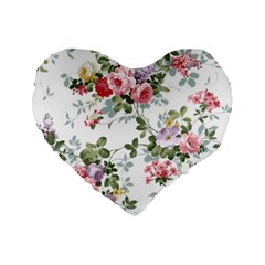 Floral Elements Peony Chinese Rose Standard 16  Premium Heart Shape Cushions by Grandong