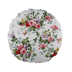 Floral Elements Peony Chinese Rose Standard 15  Premium Flano Round Cushions by Grandong