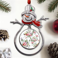 Floral Elements Peony Chinese Rose Metal Snowman Ornament