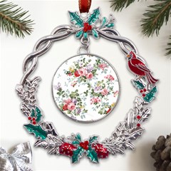 Floral Elements Peony Chinese Rose Metal X mas Wreath Holly Leaf Ornament by Grandong